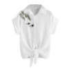 Women's Short Sleeve Embroidered Shirt Swallow