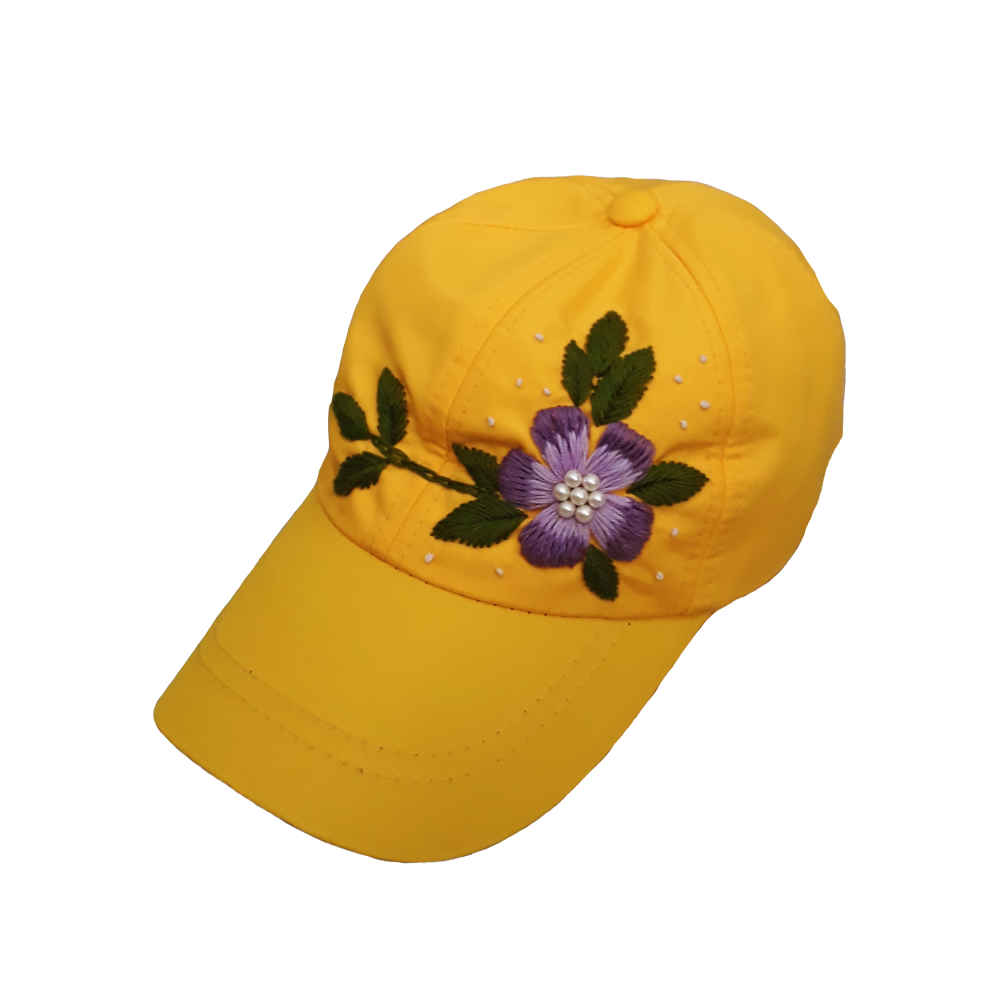 Women's Yellow Embroidered Cap - Model Elmira