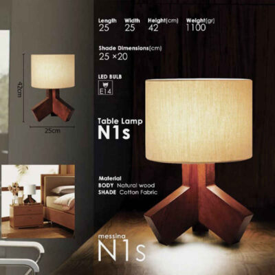 Accent Wooden Table Lamp Handcrafted Bahman