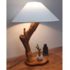 Rustic Wooden Log Table Lamp Handcrafted Fantasy