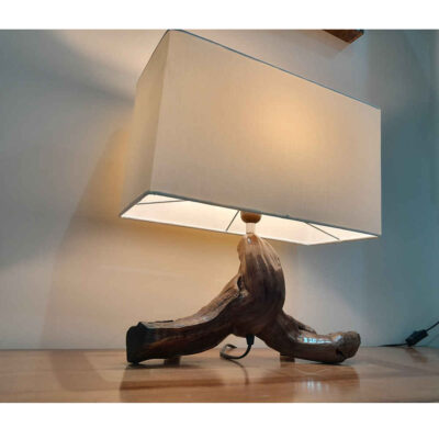 Rustic Wooden Log Table Lamp Handcrafted Fantasy Karismatic