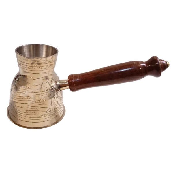 Turkish Coffee Pot - Traditional Brass Cezve / Ibrik, Engraved Mahsan