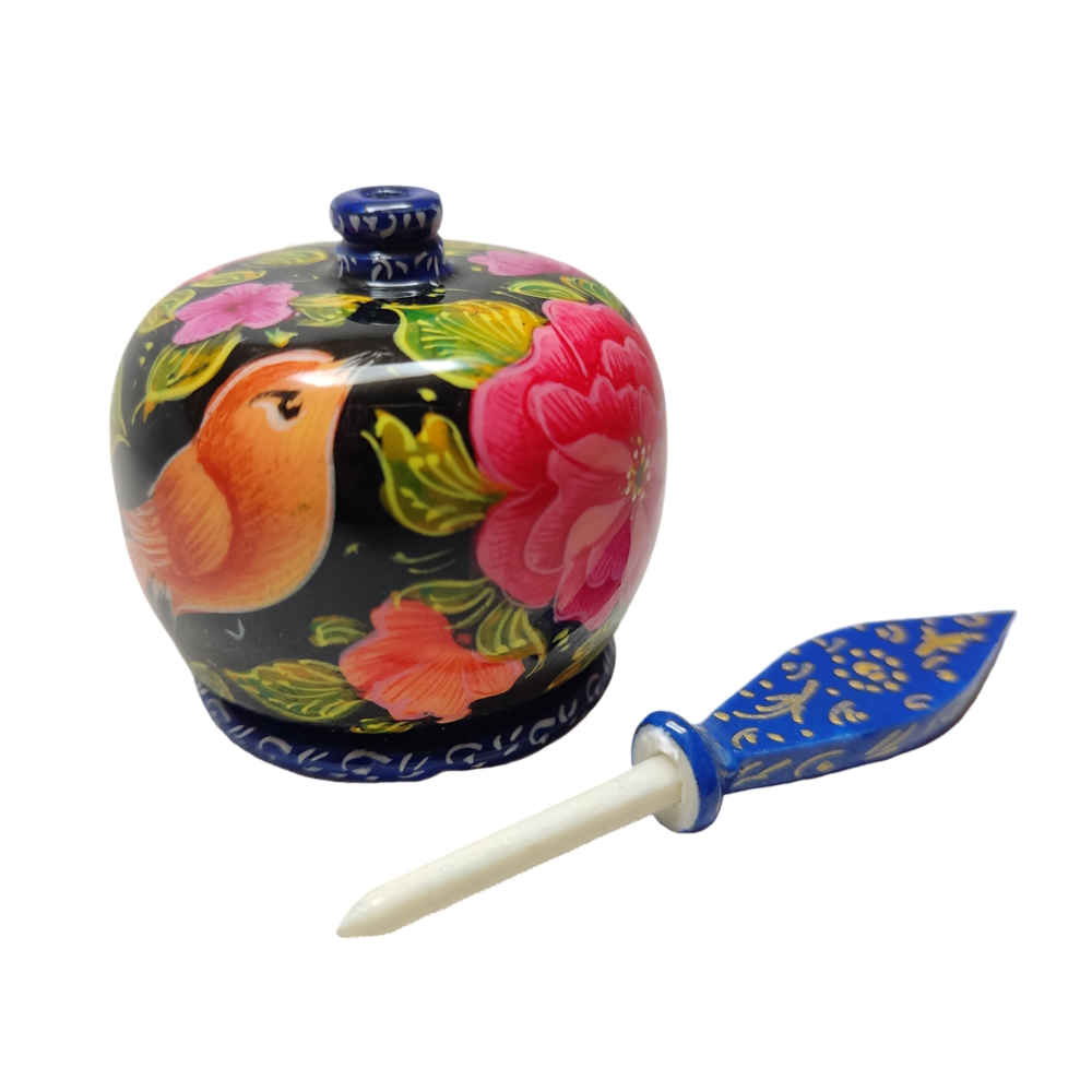 Persian Surma Dani Container for Keeping Kohl Made of Camel Bone Floral