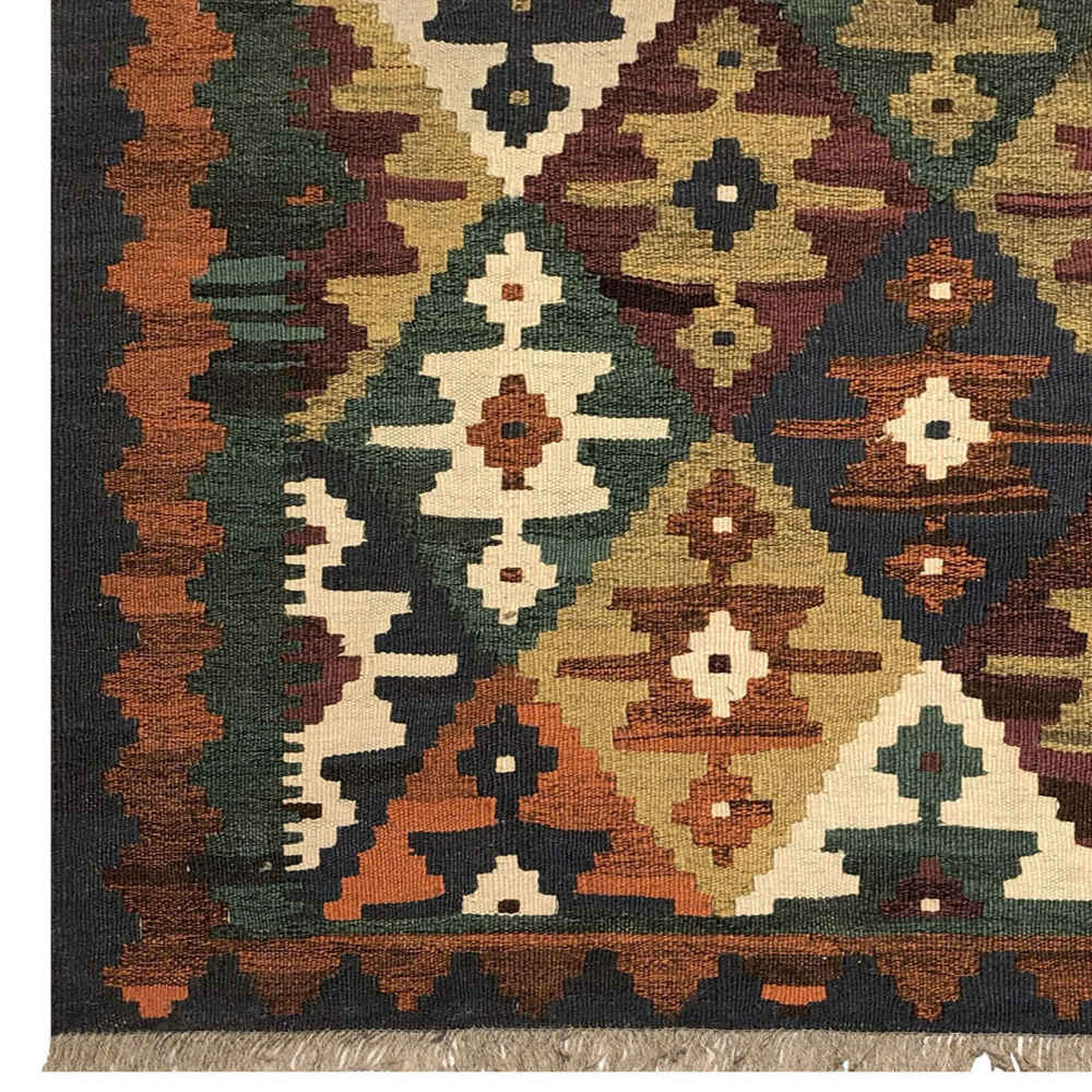 Persian Wool Kilim Rug Handwoven Traditional Qashqai Hanna