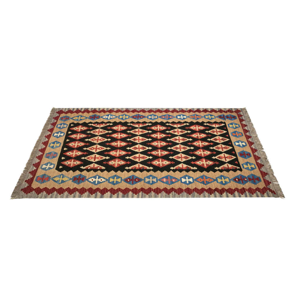 Persian Wool Kilim Rug Handwoven Traditional Qashqai Katrin
