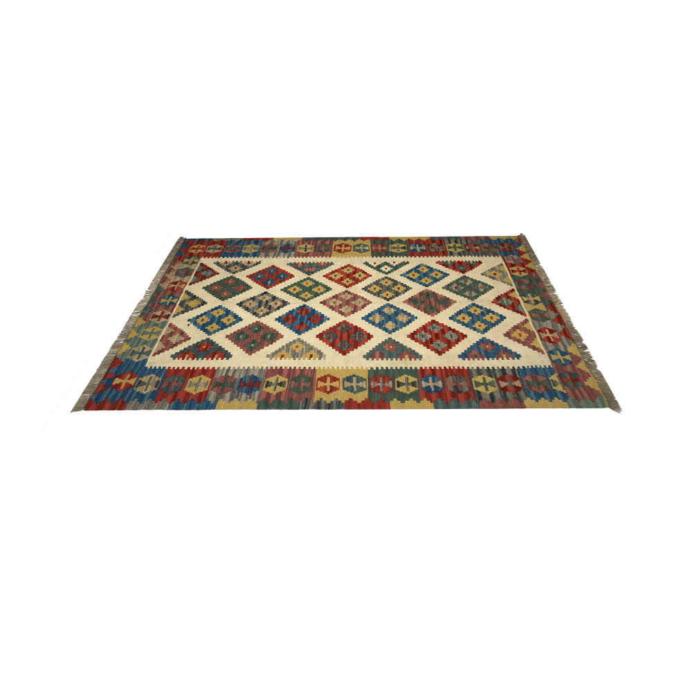Persian Wool Kilim Rug Handwoven Qashqai Traditional