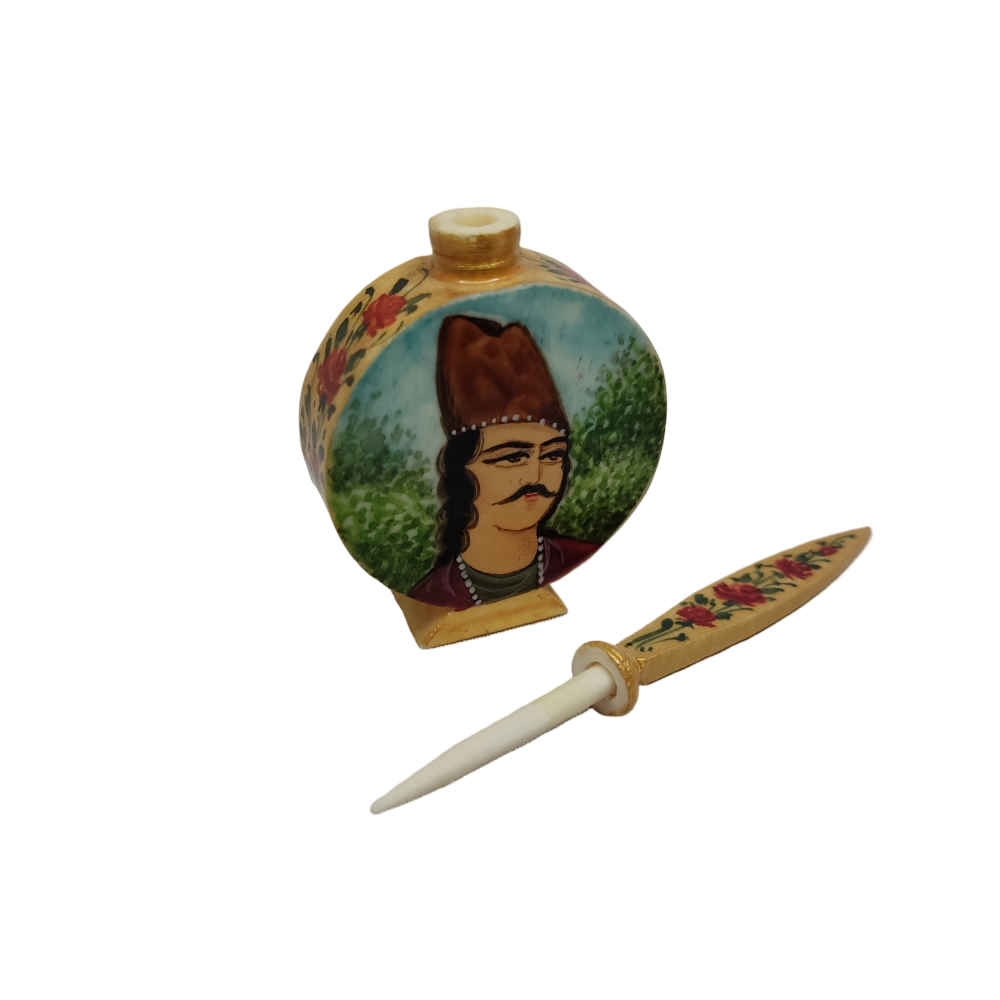 Persian Surma Dani Container for Keeping Kohl Made of Camel Bone Maktab