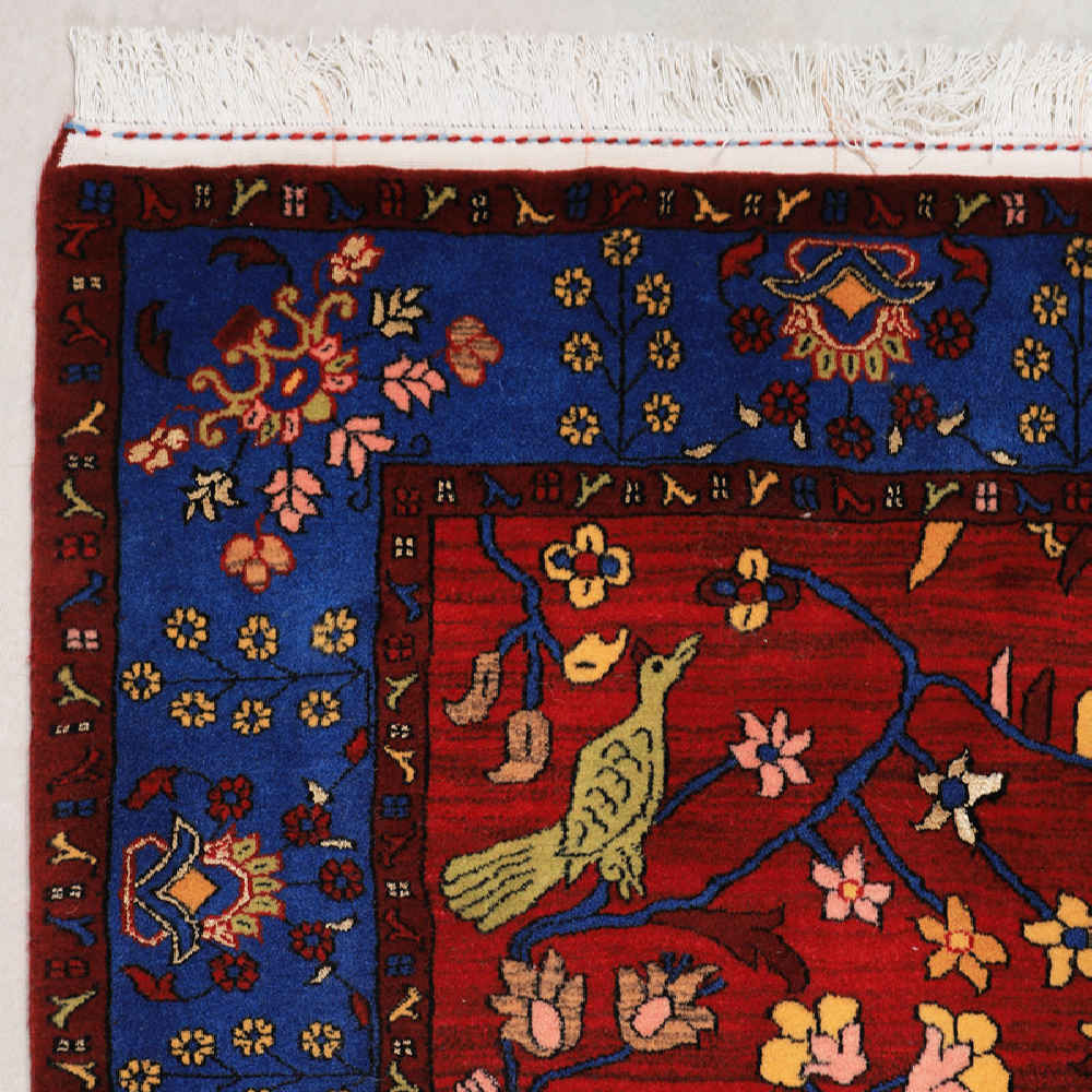 Intricately Hand-Knotted Persian Carpet Isfahan Tribal Wool Derakhti