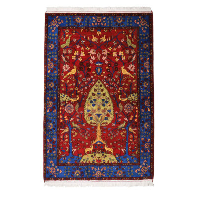 Intricately Hand-Knotted Persian Carpet Isfahan Tribal Wool Derakhti