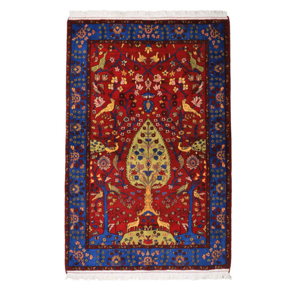 Intricately Hand-Knotted Persian Carpet Isfahan Tribal Wool Derakhti