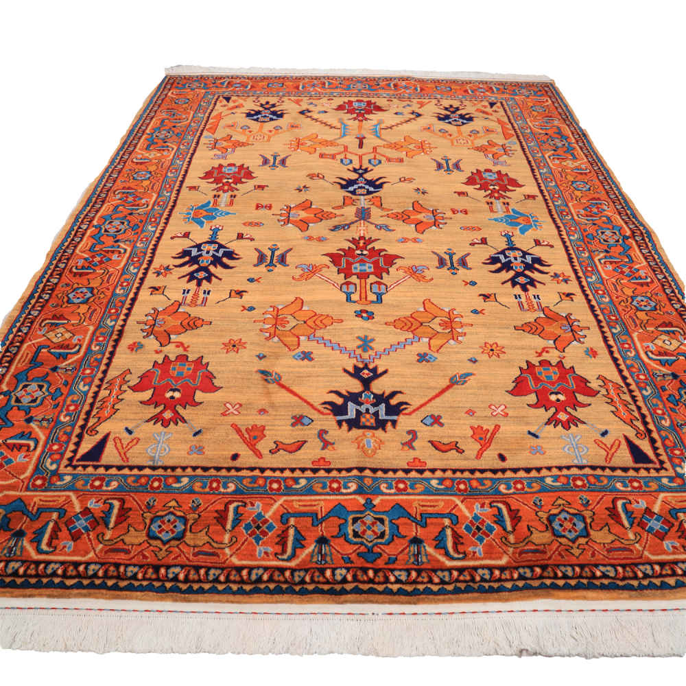 Intricately Hand-Knotted Persian Carpet Isfahan Tribal Wool Vagireh