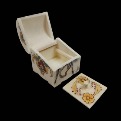 Handcrafted Bone Jewelry Box with Persian-Inspired Vala Pattern