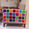 Crochet Throw for Sofa and Bed Checkered Bohemian Shahin