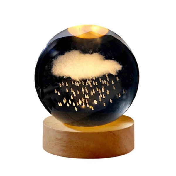 Crystal Ball Lamp Fantasy Night Light Cloud & Rain