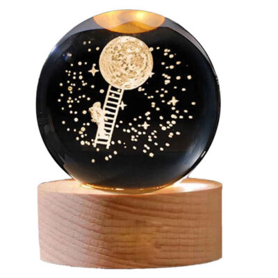 Crystal Ball Lamp Fantasy Night Light Moon & Astronaut