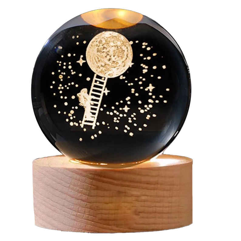 Crystal Ball Lamp Fantasy Night Light Moon & Astronaut