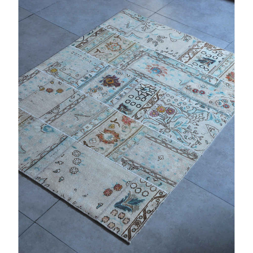 Vintage Persian Hand-Knotted Patchwork Carpet Amiran