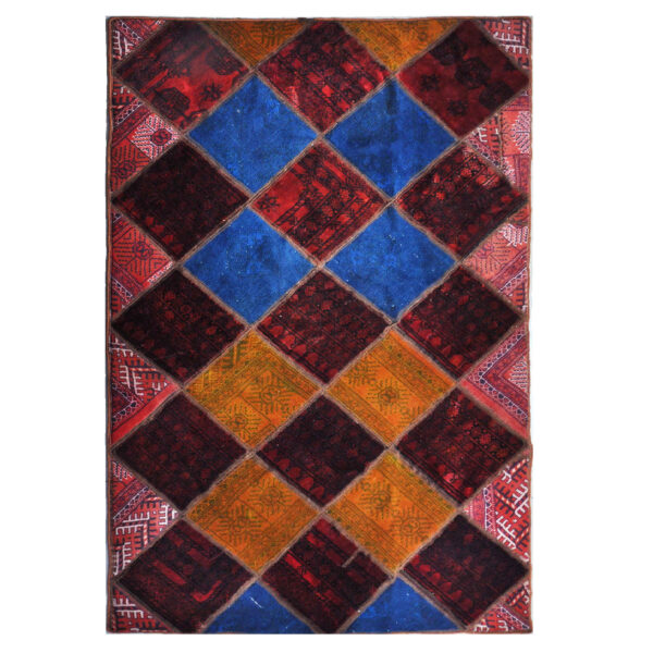 Vintage Persian Hand-Knotted Patchwork Carpet Amiri
