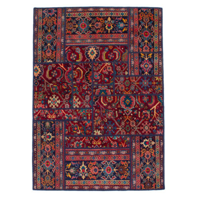 Vintage Persian Hand-Knotted Patchwork Carpet Koomeh