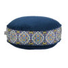 Bohemian Large Round Velvet Pouffe Inspired by Persian Art Blue Akam