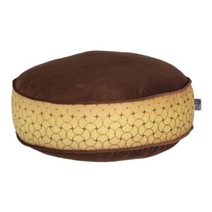 Round Brown Traditional Velvet Pouf Model Noyan