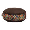 Bohemian Large Round Velvet Pouffe Inspired by Persian Art Brown Salva