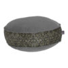 Bohemian Large Round Velvet Pouffe Inspired by Persian Art Gray Arman