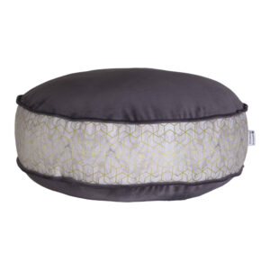 Round Gray Geometric Velvet Pouf Model Jalal