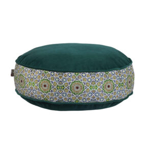 Round Green Traditional Velvet Pouf Model Haleh