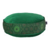 Bohemian Large Round Velvet Pouffe Inspired by Persian Art Green Rana