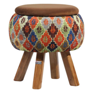 Round Traditional Velvet Footstool Model Mahta