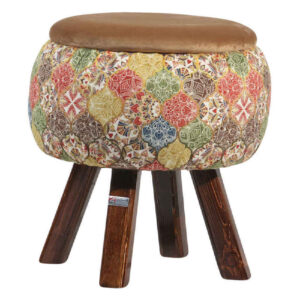 Round Traditional Velvet Footstool Model Negar