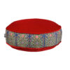 Bohemian Large Round Velvet Pouffe Inspired by Persian Art Red Alma