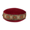 Bohemian Large Round Velvet Pouffe Inspired by Persian Art Red Hana