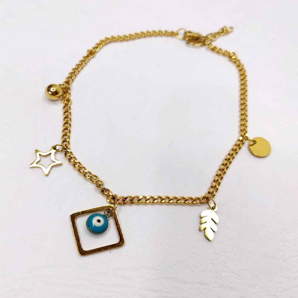 Steel Cheshm Nazar Ankle Bracelet Model Laleh