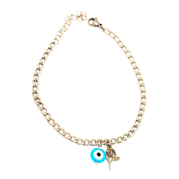 Steel Cheshm Nazar Ankle Bracelet Model Rose