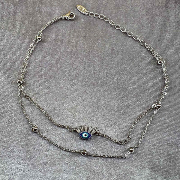 Steel Cheshm Nazar Layered Anklet Model Mahta