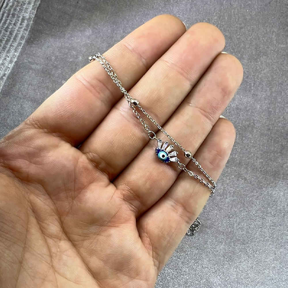 Steel Cheshm Nazar Layered Anklet Model Mahta