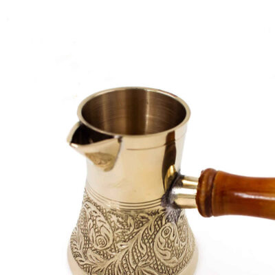 Turkish Coffee Pot – Traditional Hammered Brass Cezve / Ibrik, Engraved Namin