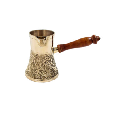 Turkish Coffee Pot – Traditional Hammered Brass Cezve / Ibrik, Engraved Namin