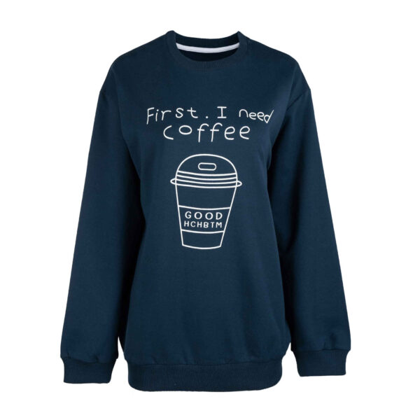 Woman's Casual Crew Neck Sweatshirt Model Coffee