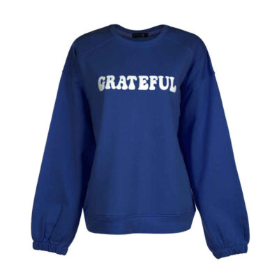 Woman’s Casual Crew Neck Sweatshirt Model Grateful