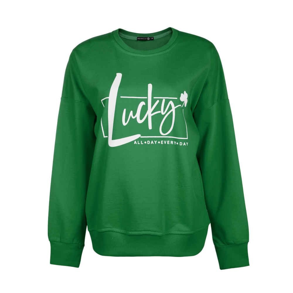 Woman's Casual Crew Neck Sweatshirt Model Lucky