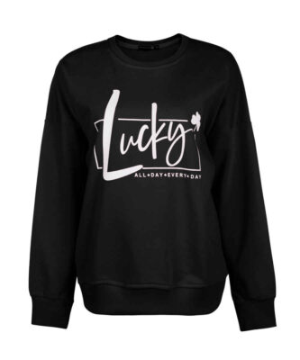 Woman’s Casual Crew Neck Sweatshirt Model Lucky