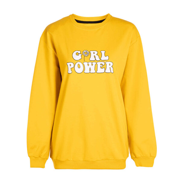 Woman's Yellow Casual Sweatshirt Model Power Girl