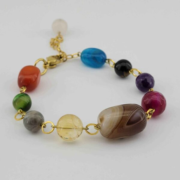 Beaded Bracelet for Women – Amethyst & Agate Chakra Gemstones