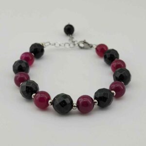 Beaded Bracelet for Women – Black & Purple Delroba Gemstones