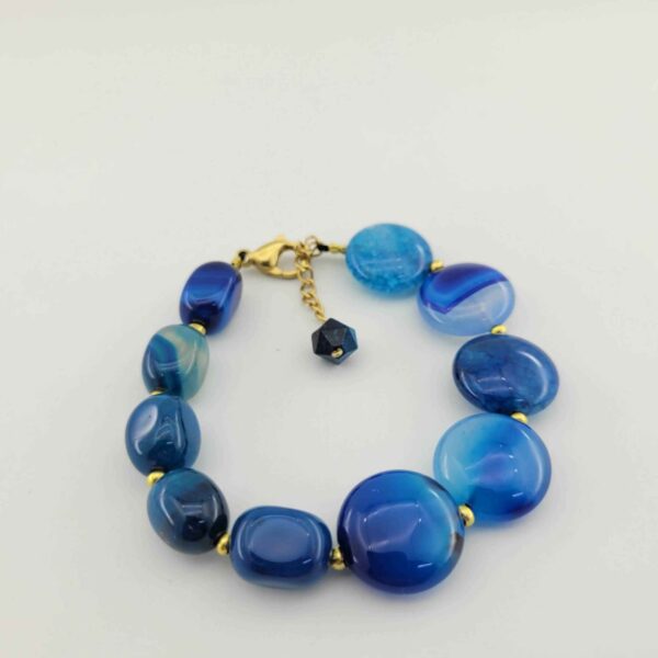 Beaded Bracelet for Women – Blue Agate Gemstone