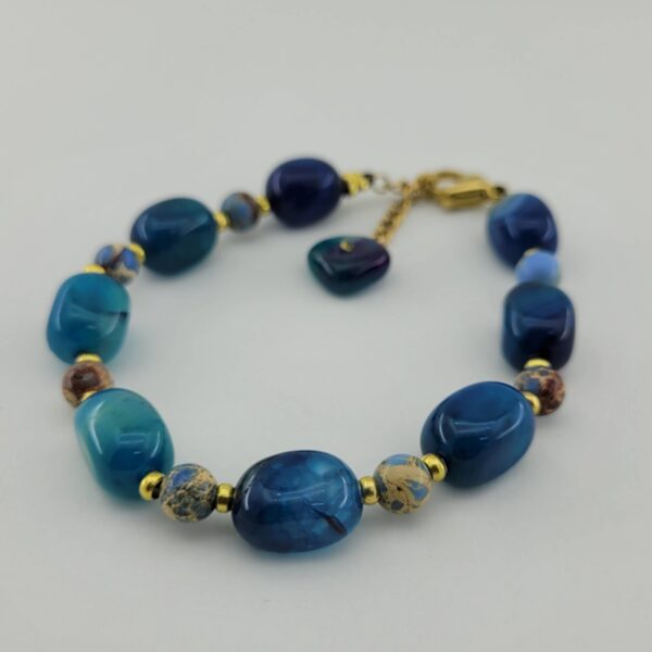 Beaded Bracelet for Women – Blue Agate & Turquoise Gemstones