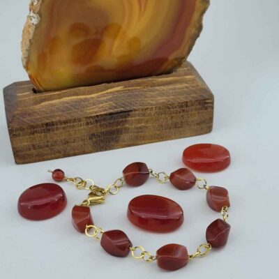 Beaded Bracelet for Women – Brown Agate Gemstone
